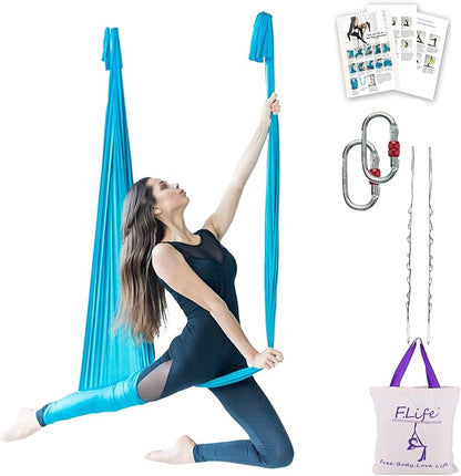 F.Life Aerial Silk Yoga Hammock & Swing for yoga Inversion,Strength training,starter hardware kit