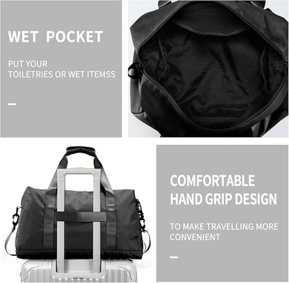 Travel Duffle Bag,Sport Gym Bag for Men And Women with Wet Pocket,Weekender Bag Carry On Tote Bags for Airplane