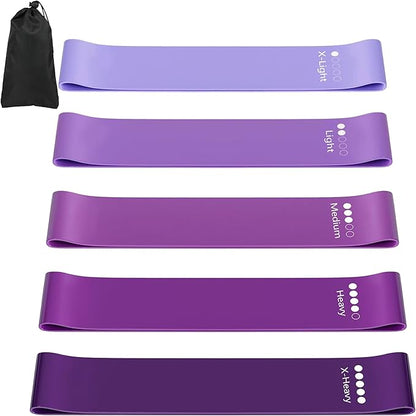 Resistance Bands for Working Out, Latex Exercise Bands Set of 5, Elastic Bands for Exercise with Workout Guide and Carry Bag, Fitness Bands for Strength Training, Yoga, Pilates, Home Workout