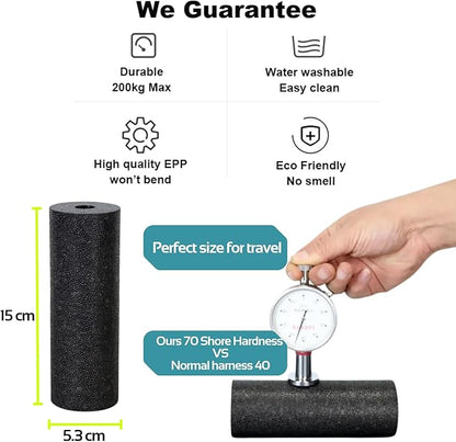 Mini Massage Foam Roller High Density - 100% Recycled Non-Toxic Material - Portable Pocket-Sized for Travel - Foot Arch,Legs & Arms Pain Target - Waterproof and Durable 15x6cm(Red)