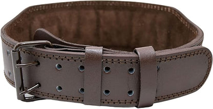 MRX Weight Lifting Belt Genuine Leather - 4 Inches Wide 8mm Thick Padded Lumbar Back Support Double Prong Powerlifting Belts Heavy Duty Deadlifts Workout Squats & Exercise Belt for Men & Women