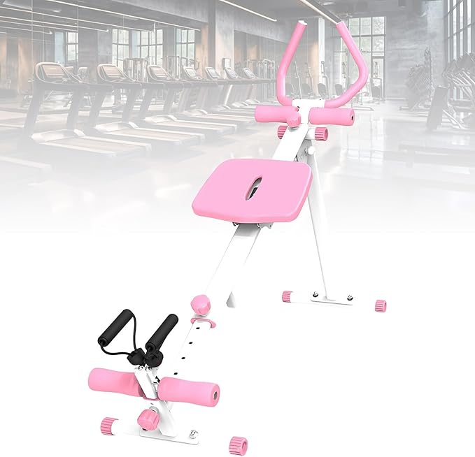 Ab Workout Machine Home Gym Equipment, 4 in 1 Multifunctional Ab Trainer with Rowing Roman Chair Leg Press, Core Strength Training Equipment for Home