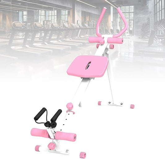 Ab Workout Machine Home Gym Equipment, 4 in 1 Multifunctional Ab Trainer with Rowing Roman Chair Leg Press, Core Strength Training Equipment for Home