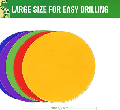 9 Inch Non Slip Rubber Agility Markers,Flat Field Cones Floor Dots for Soccer Basketball Sports Speed Agility Training and Drills(5Pcs,with Net Bag)