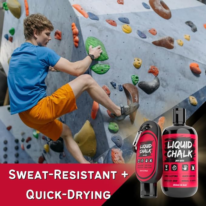 PowerGrip Liquid Chalk Kit Gym Chalk for Weight Lifting, Rock Climbing, Pole Grip, Bouldering, Powerlifting, Ball, Gymnastics, Sports, and Workout- Cheer (250ml + 50ml Kit)