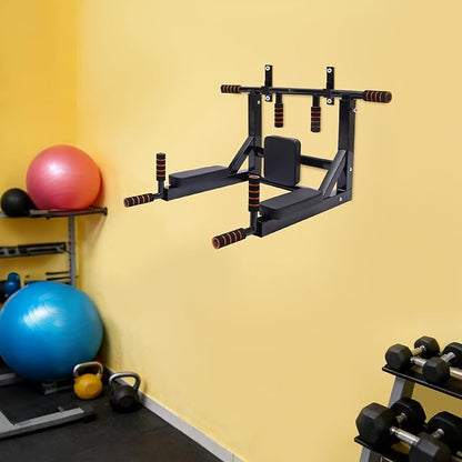 Wall Mounted Pull Up Bar, Multifunctional Dip Station for Indoor, Strength Training Pull-Up Bars Training Equipment Fitness Dip Stand for Home Gym Workout, 440lbs Capacity