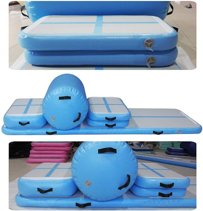 AKSPORT 5pcs Set of Inflatable Gymnastics Air Mat Tumble Track Tumbling Mat Floor Mats with Electric Air Pump for Home Use/Training/Cheerleading/Beach/Park and Water