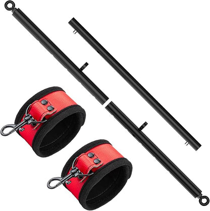 Heavy Duty Stainless Steel Expandable Spreader Bar with 2pcs PU Adjustable Straps, Sports Aid Training Fitness Gear Pilates Aid Kit,Home Indoor Sports Yoga Set