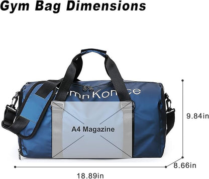 Gym Bag for Men Women Waterproof Duffle Bag with Shoes Compartment and Wet Pocket Multipurpose Sports Weekender Bags for Travel, Sports, Fitness and Workout,Blue