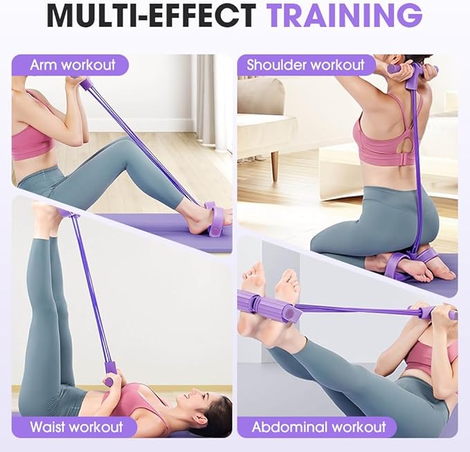 21 Fitness Resistance Bands-4 Tube Pedal Ankle Puller,2025 New Adjustable Resistance Bands for Leg Exercise,Durable Pedal Puller for Sit Up Workouts,Portable Stretching Bands for Home Gym Use