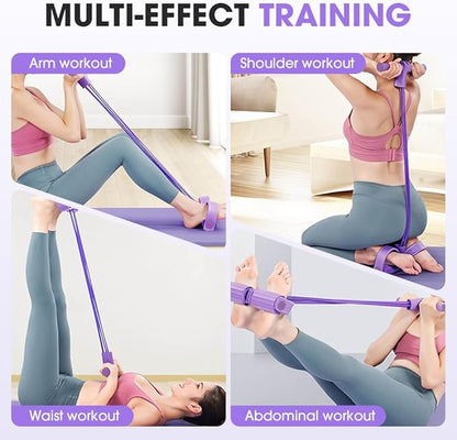 21 Fitness Resistance Bands-4 Tube Pedal Ankle Puller, 2025 Upgrade Foot Pedal Resistance Band, Yoga Elastic Exercise Bands, AB Training Auxiliary Device Workout Equipment for Women and Men