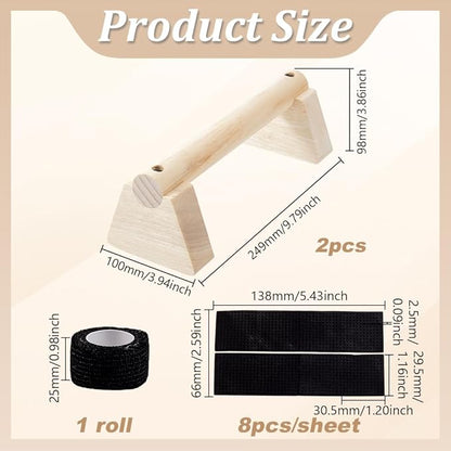 AHANDMAKER Wooden Parallettes Bars for Handstand Training in Natural Bisque Calisthenics Equipment Push Up Bars Dip Stands for Home Gym Strength Training Men Fitness Essentials