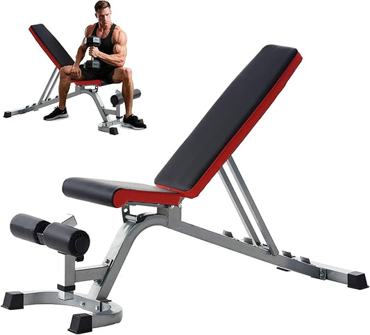 Fitvids Heavy Duty Adjustable and Foldable Utility Weight Bench for Upright, Incline, Decline, and Flat Exercise