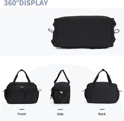 ECOHUB Small Gym Bag for Women, Mini Gym Duffle Bag with Wet Compartment, Bowknot Sports Bag, Cute Gym Tote Bag Dance Yoga Workout Travel Bags Black