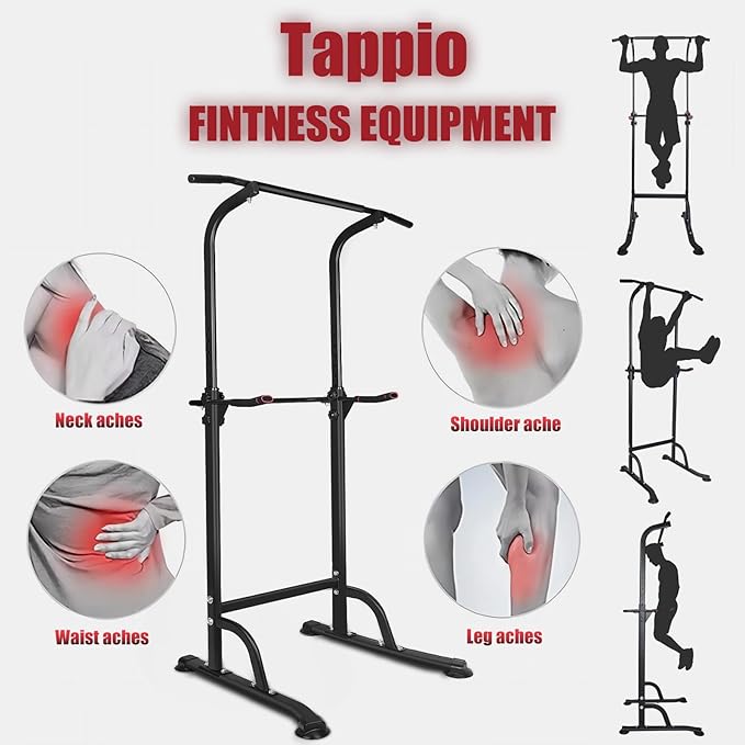 Power Tower Pull Up Bar for Home Gym, Multi Functional Pull Up Bar Stand Dip Bar Station, Adjustable Height Workout Dip Station Strength Training Fitness Equipment