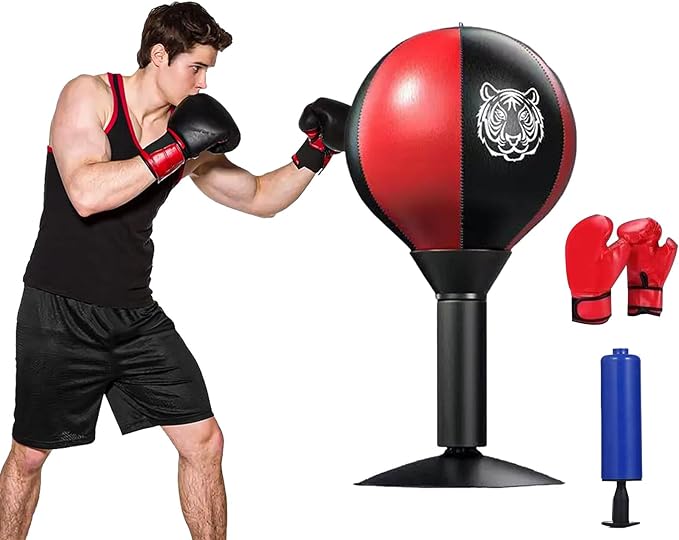 Desktop Punching Bag, Stress Buster with Suction Cup for Office Table and Counters,Super Strong Suction Speed Balls Heavy Duty Stress Relief Boxing Bag,Gag Gifts for Boss or Coworker