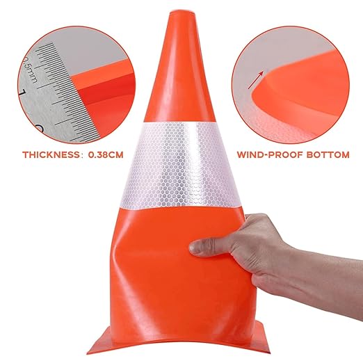 [5 Pack] 18 inch Traffic Cones with Reflective Strip, Safety Road Parking Cones,Agility Field Marker Cones for Soccer Basketball Football Drills Training, Outdoor Sport Activity & Festive Events