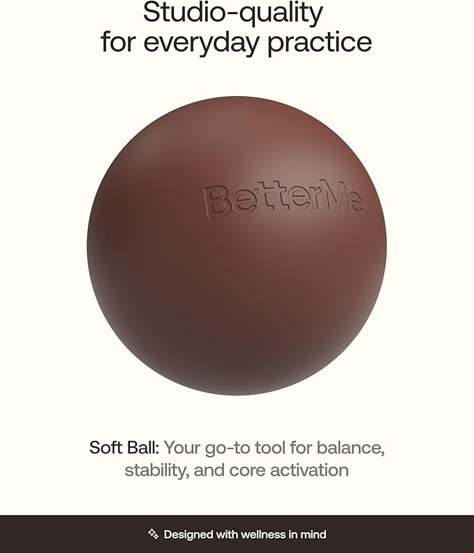 BetterMe Soft Pilates Ball – 8 Inch Mini Exercise Ball for Pilates, Yoga & Core Training – Small Stability Ball for Women – Portable Workout Tool