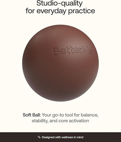 BetterMe Soft Pilates Ball – 8 Inch Mini Exercise Ball for Pilates, Yoga & Core Training – Small Stability Ball for Women – Portable Workout Tool