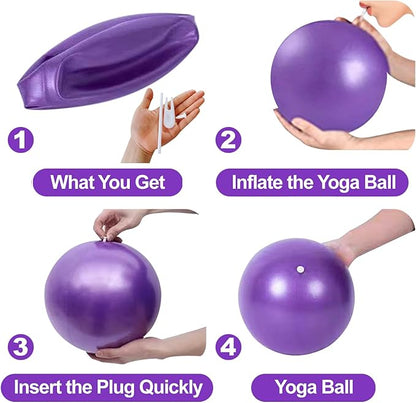 nononfish Mini Exercise Barre Ball for Yoga,Pilates, Stability Exercise Home Workout, Core Training and Physical Therapy Small Bender Ball 9 Inch with Inflatable Straw