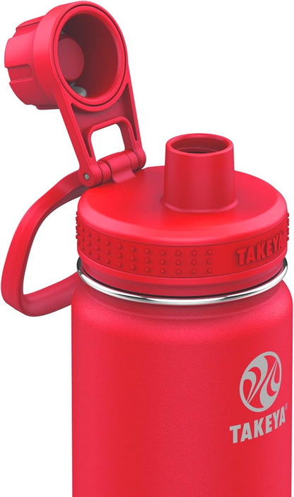 Takeya Actives Water Bottle with Spout Lid - Bottle with Double Stainless Steel Insulation - Dishwasher Safe & BPA-Free - Bottle with Spout Lid & Removable Bumper - 24 oz, Watermelon
