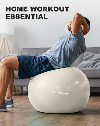 Trideer Exercise Ball for Yoga, Pilates & Fitness – Stability Ball Equipment for Home Gym & Office Chair, Core & Balance Training Accessories, Physical Therapy Equipment, Quick Pump Included, 5 Sizes