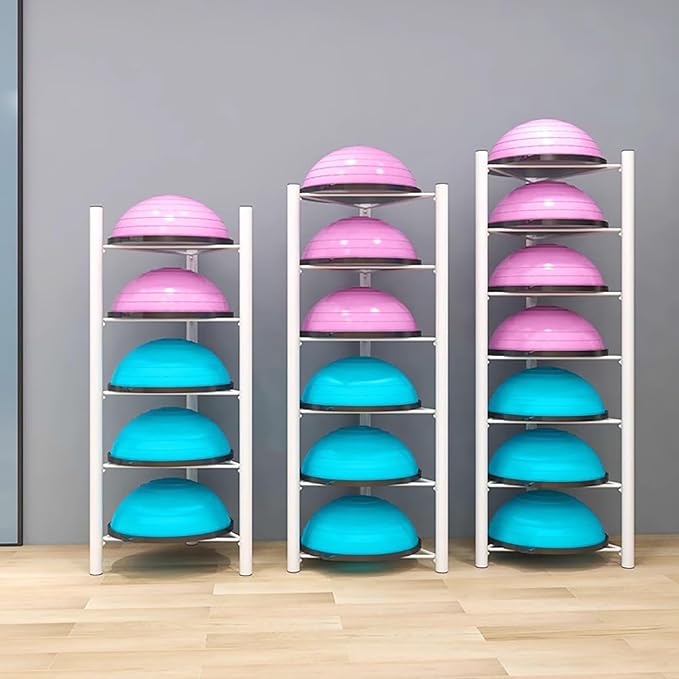 JYDQM Sports Ball Storage Rack Half Ball Balance Trainer Holder Freestanding Exercise Half Ball Stand Rack, Gym/Yoga Studio 5/6 Layer Stability Balls Organizer, Workout Equipment Shelf