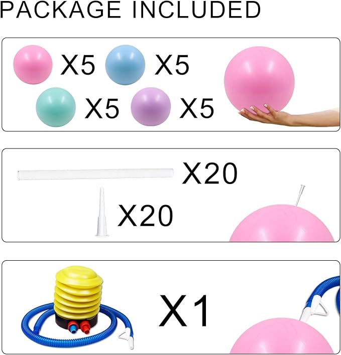 20-Pack of 9 Inch Exercise Balls, Pilates Ball & Mini Yoga Ball for Physical Therapy, Core Strength, Stability Training - Anti-Burst, Slip Resistant for Home, Gym, Office - Bulk Set