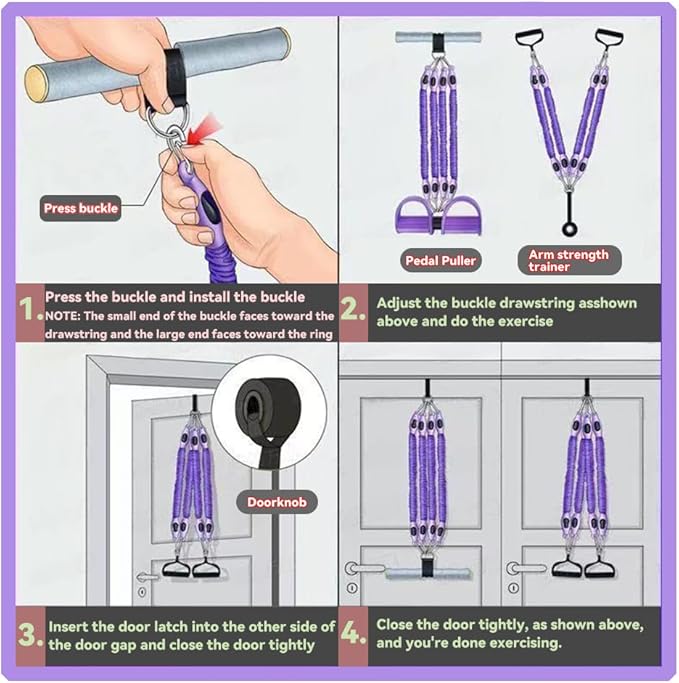 Multifunction Tension Rope Set,Upgraded Smart Stirrup Puller-Pedal Puller Tensioner Workout Bands Resistance with Abdomen/Waist/Leg/HIPS/Chest/Back