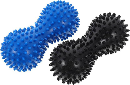 VILLCASE 2pcs Peanut Shaped Spiky Plastic Massage Balls for Muscle Relaxation and Rehabilitation Training, Foot and Body Therapy Device for Deep Tissue Massage and Relief