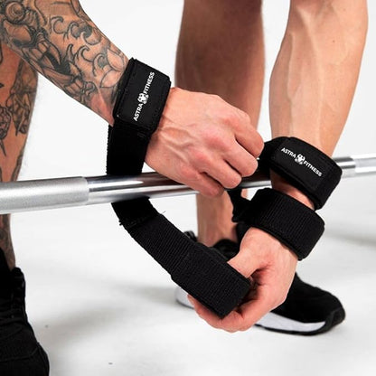Lifting Straps for Weightlifting, Bodybuilding, Powerlifting, Strength Training, & Deadlifts - Padded Neoprene with 18 inch Cotton (Lifting Strap,Black)