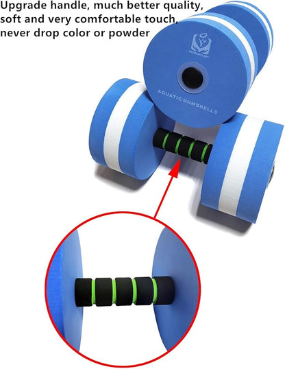 davidamy's gift Upgrade Water Aerobic Exercise Foam Dumbbells Pool Resistance 1 Pair, Water Fitness Exercises Equipment for Weight Loss
