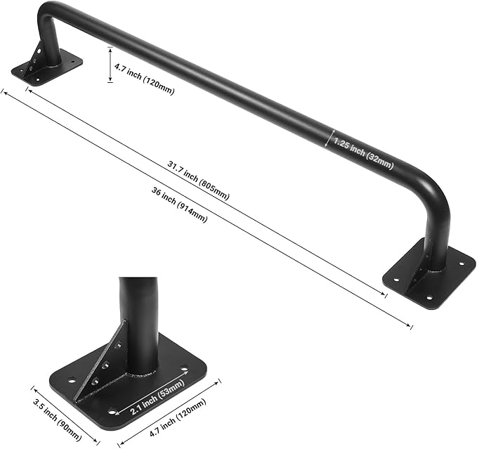 Wall Mounted Doorway Pull Up Bar, Heavy Duty Strength Training Pull-Up Bars for Doorframe, Support Beam or Joist Mount Thick Metal Sturdy Construction Support 500 lbs