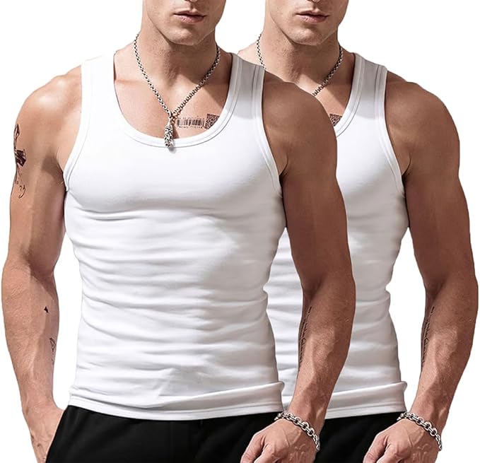 Men's Stringer Tank Tops Cotton Vest Sleeveless Gym Workout Bodybuilding Fitness Muscle T Shirts