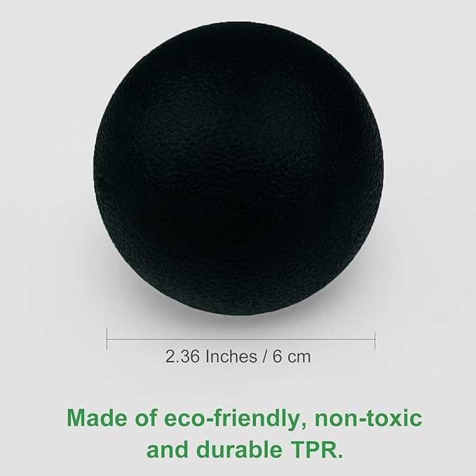 Small Hard Massage Ball 2 Pack. Lacrosse Ball Size Fascia Balls for Trigger Point Deep Tissue Myofascial Release Muscle Relax Plantar Fasciitis Relief Physiotherapy Yoga Pilates (Black)