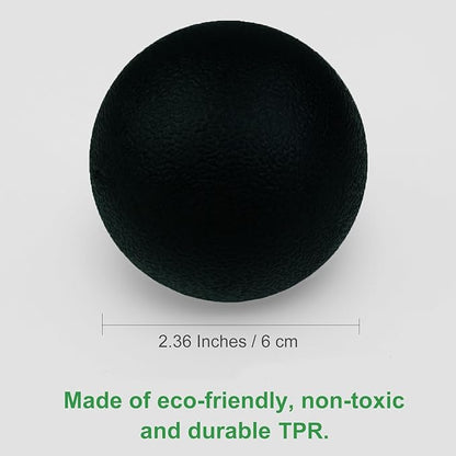 Small Hard Massage Ball 2 Pack. Lacrosse Ball Size Fascia Balls for Trigger Point Deep Tissue Myofascial Release Muscle Relax Plantar Fasciitis Relief Physiotherapy Yoga Pilates (Black)