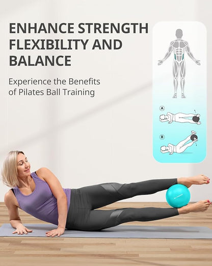 Trideer 9-Inch Pilates Ball, Small Exercise Ball for Yoga, Core Training, Physical Therapy, Balance, Stability and Stretching Pilates Equipment with Inflation Straw