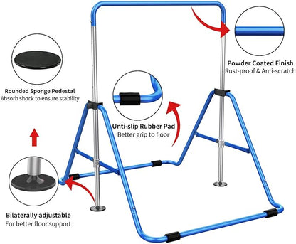 Tepemccu Expandable Gymnastics Bars, Adjustable Height Gymnastic Horizontal Bars, Children Folding Training Bar for Kids