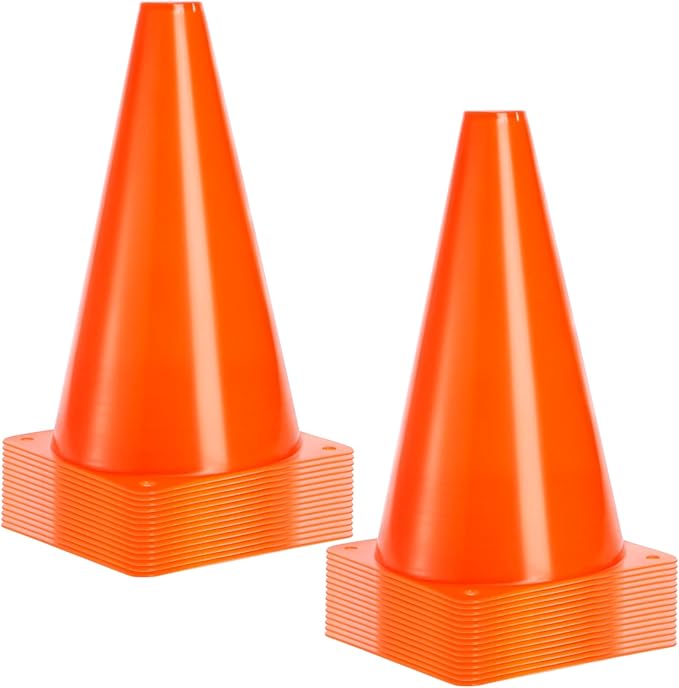 Bekith 30 Pack 9 inch Plastic Traffic Cones, Orange Soccer Traning Cones Plastic Agility Sports Cones, Indoor/Outdoor Use