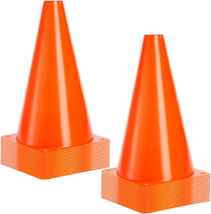 Bekith 30 Pack 9 inch Plastic Traffic Cones, Orange Soccer Traning Cones Plastic Agility Sports Cones, Indoor/Outdoor Use