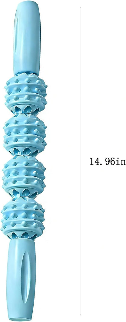 Fitness Massage Roller Stick, Muscle Relief Tool with Textured Nodules, Trigger Point Therapy Massager for Deep Tissue Recovery (Blue)