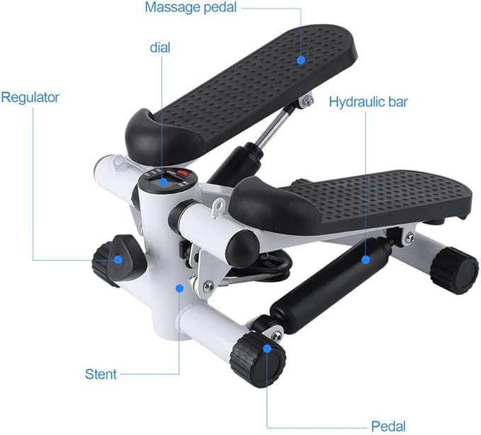 Lightweight Portable Air Stepper Climber Exercise Fitness Thigh Machine with DVD Resistant Cord for Home Workout Gym (White)