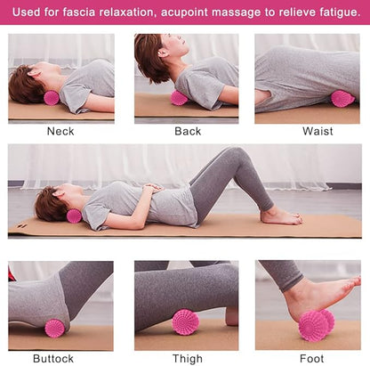 SELEWARE Peanut Massage Ball, Peanut Double Lacrosse Massage Roller Ball for Back Neck Shoulder Spine Legs Hips, Deep Tissue Peanut Roller Ball Trigger Point Muscle Massage Ball, Pink