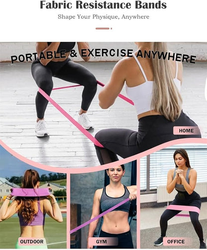 Premium Fabric Resistance Bands Set for Women (3-Pack or 6-Pack) – Non-Slip Workout Bands for Glutes, Legs & Hips – Elastic Booty Bands with Carry Bag, Ideal for Home Fitness, Yoga & Pilates