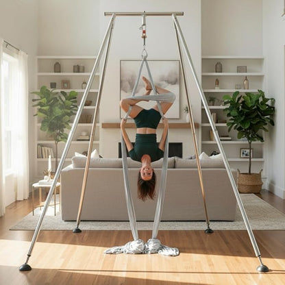 Houseables Aerial Silks, Yoga Swing, Aerial Yoga Hammock, Ariel Silk, Gymnastics Swing, Acrobatics Equipment, For Home, Indoor, Outdoor, Arial Setup, Rig, Sling, Portable
