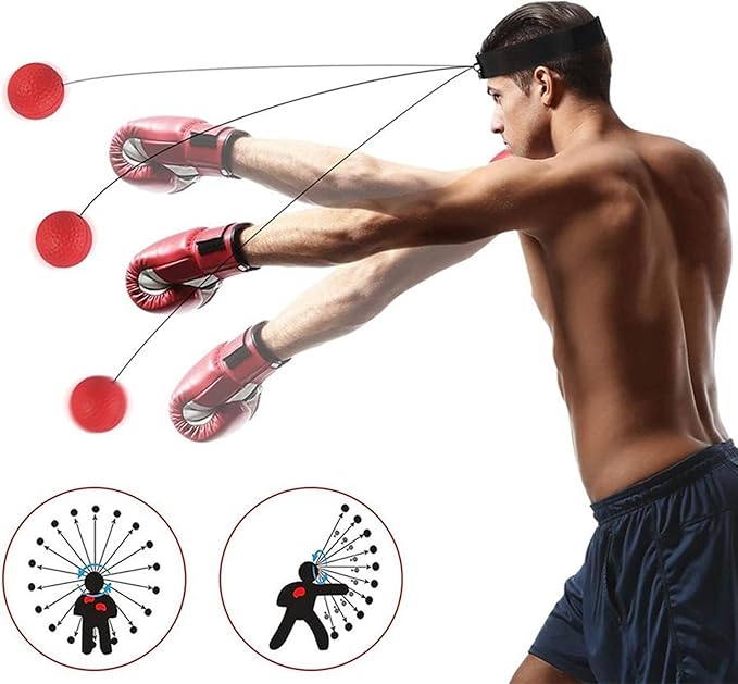 Boxing Reaction Ball Set, 6cm PU Foam Head-Mounted Balls for Reflex, Speed Training, Red Hard Ball, Tennis, Soft and Heavy Balls, Professional Use