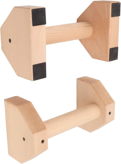 2pcs Wooden Push Up Handles, Anti - Slip Beech Wood Pushup Bars with Silicone Pads, Joint - Friendly Parallettes for Calisthenics Handstands Home Gym Use