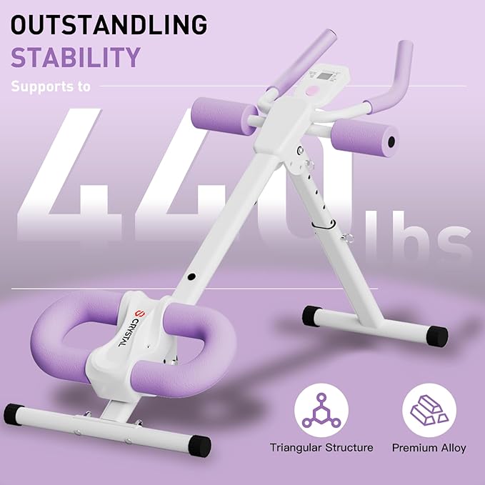CRYSTAL FIT Ab Machine, Ab Workout Equipment Abdominal Trainer, Adjustable Abdominal Exercise Machine at Home Gym for Stomach Workout with LCD Monitor