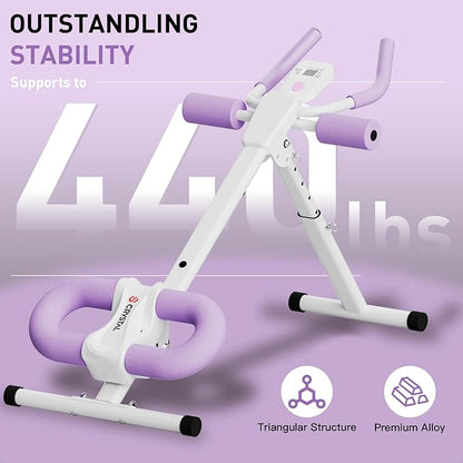 CRYSTAL FIT Ab Machine, Ab Workout Equipment Abdominal Trainer, Adjustable Abdominal Exercise Machine at Home Gym for Stomach Workout with LCD Monitor