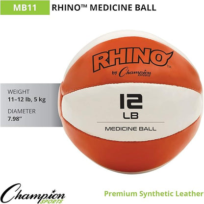Champion Sports Leather Medicine Balls – Durable Weighted Balls for Strength, Core & Conditioning Training